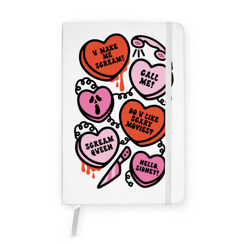 Scream Queen Candy Hearts Parody Notebook