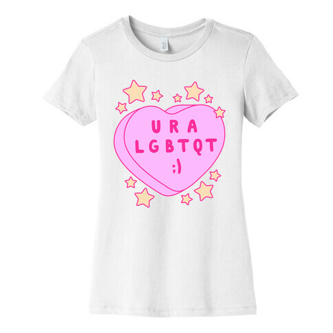 U R A LGBTQT Candy Heart Womens T-Shirt