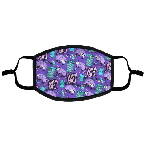 Pastel Goth Trash Animals Pattern Flat Face Mask