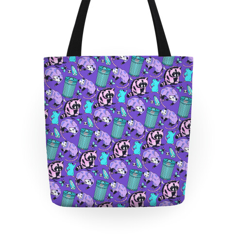 Pastel Goth Trash Animals Pattern Tote