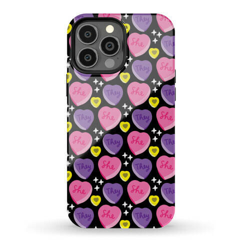 She/They Candy Hearts Pattern Phone Case