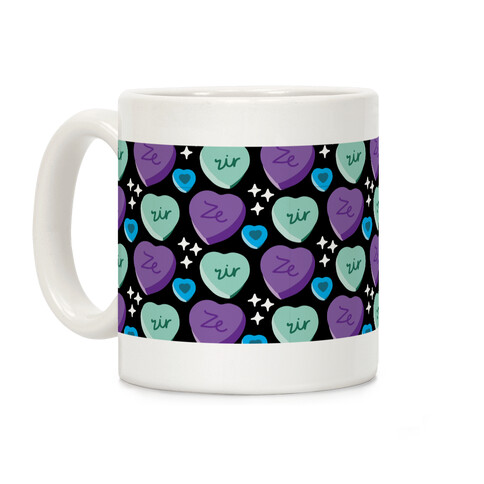 Ze/Zir Candy Hearts Pattern Coffee Mug