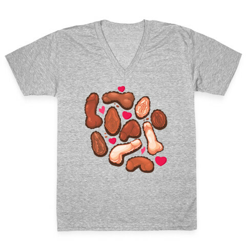 NSFW Valentine's Chocolates Pattern V-Neck Tee Shirt