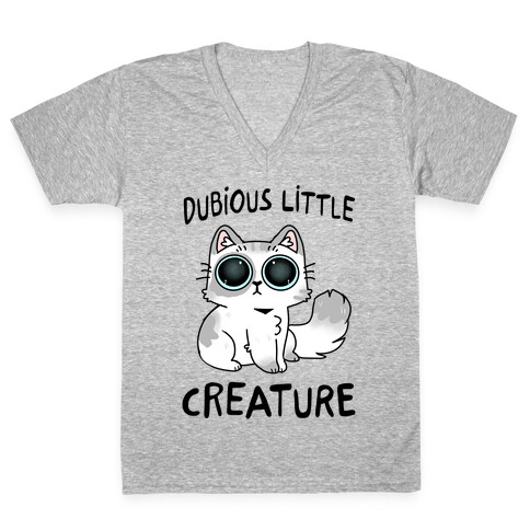Dubious Little Creature Cat V-Neck Tee Shirt