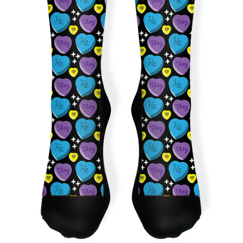 He/They Candy Hearts Pattern Sock