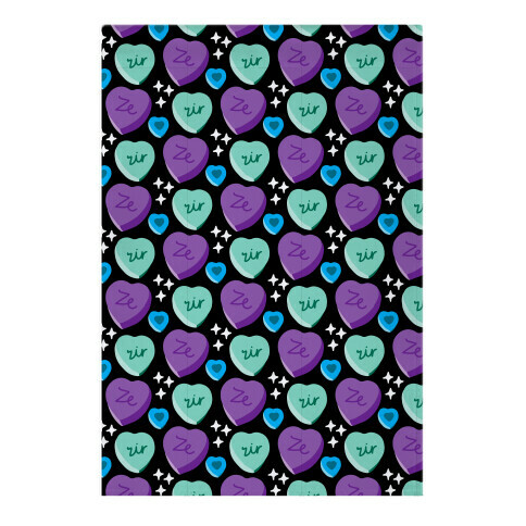 Ze/Zir Candy Hearts Pattern Garden Flag