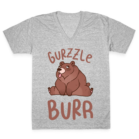 Gurzzle Burr derpy grizzly bear V-Neck Tee Shirt