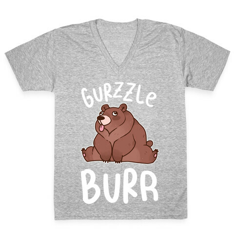 Gurzzle Burr derpy grizzly bear V-Neck Tee Shirt