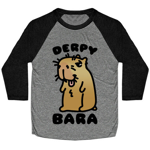 Derpy-Bara Derpy Capybara Parody Baseball Tee