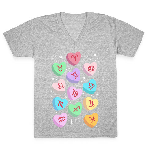 Horoscope Candy Hearts V-Neck Tee Shirt