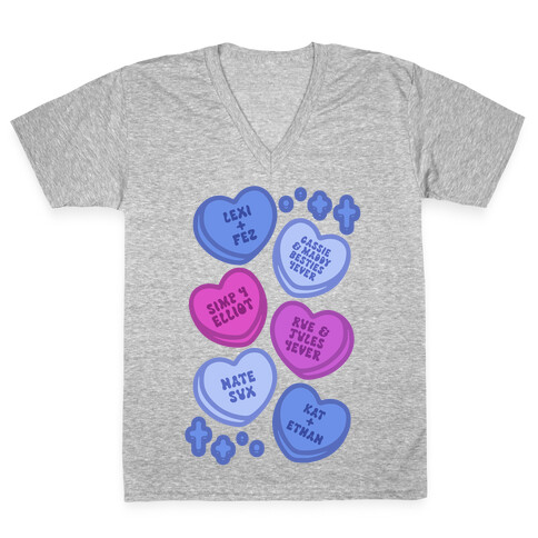 Euphoric Candy Hearts Parody V-Neck Tee Shirt