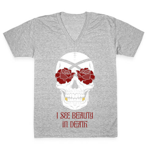 I See Beauty In Death (red) V-Neck Tee Shirt