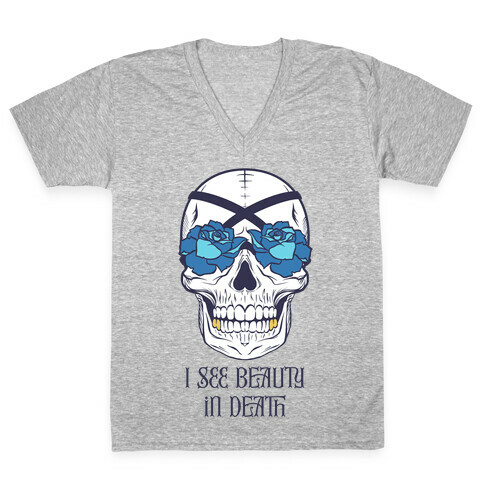 I See Beauty In Death (blue) V-Neck Tee Shirt