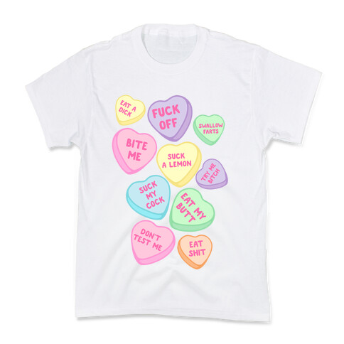 Rude Sassy Candy Hearts Pattern Kids T-Shirt