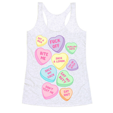 Rude Sassy Candy Hearts Pattern Racerback Tank Top