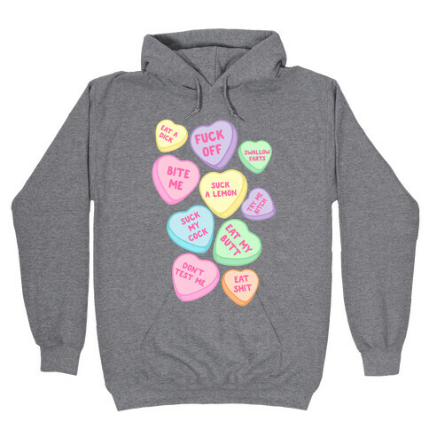 Rude Sassy Candy Hearts Pattern Hooded Sweatshirt