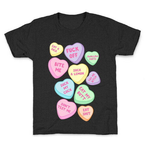 Rude Sassy Candy Hearts Pattern Kids T-Shirt