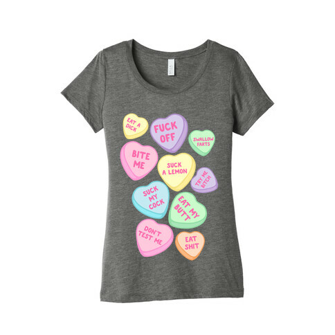 Rude Sassy Candy Hearts Pattern Womens T-Shirt