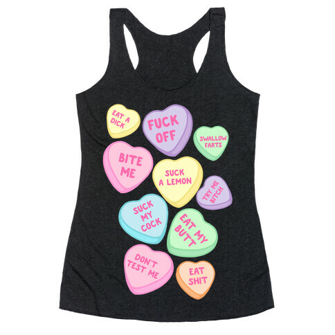 Rude Sassy Candy Hearts Pattern Racerback Tank Top