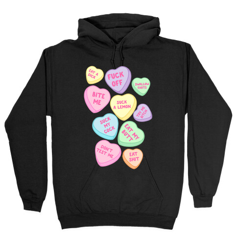 Rude Sassy Candy Hearts Pattern Hooded Sweatshirt