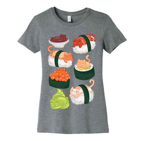 Sushi Cats Pattern Womens T-Shirt