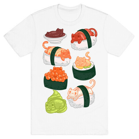 Sushi Cats Pattern T-Shirt