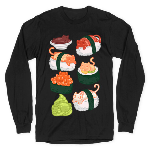 Sushi Cats Pattern Long Sleeve T-Shirt