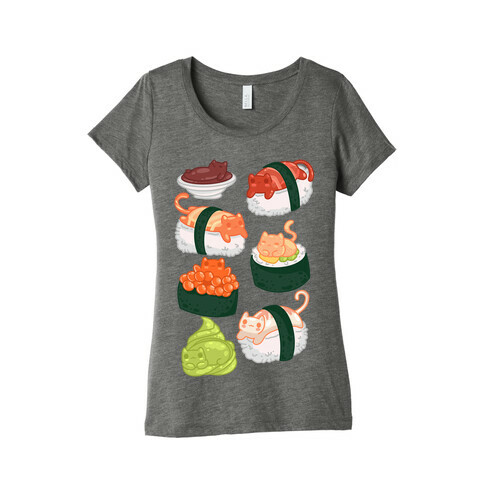 Sushi Cats Pattern Womens T-Shirt