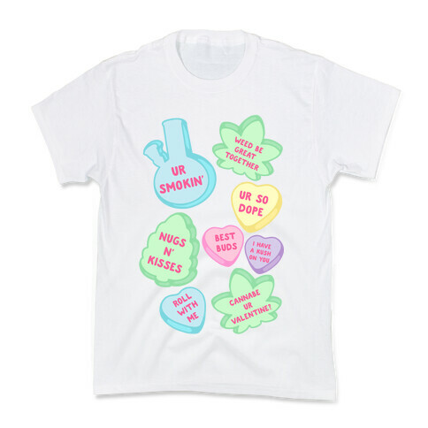 Weed Candy Hearts Pattern Kids T-Shirt