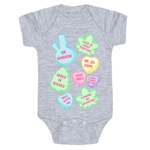 Weed Candy Hearts Pattern Baby One-Piece