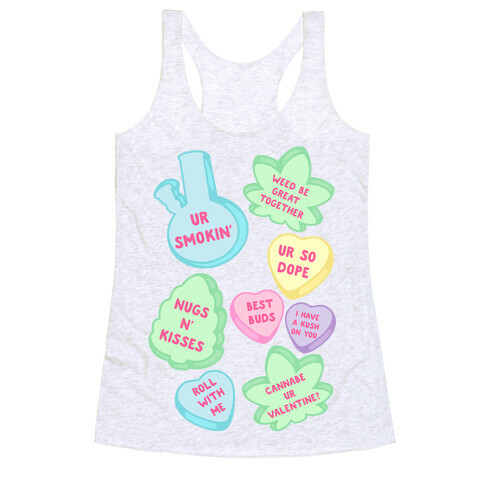 Weed Candy Hearts Pattern Racerback Tank Top