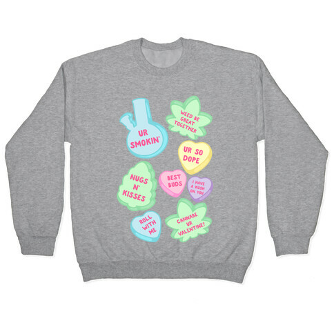 Weed Candy Hearts Pattern Pullover