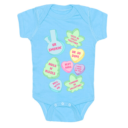 Weed Candy Hearts Pattern Baby One-Piece