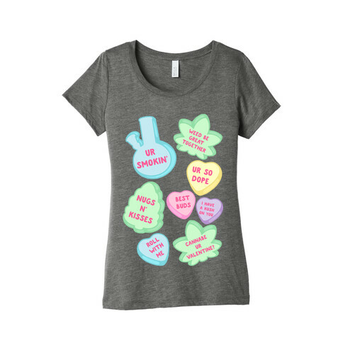 Weed Candy Hearts Pattern Womens T-Shirt