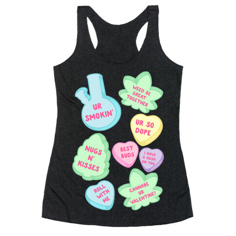 Weed Candy Hearts Pattern Racerback Tank Top