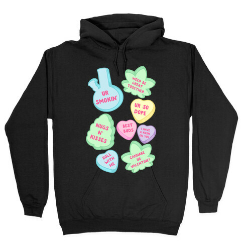 Weed Candy Hearts Pattern Hooded Sweatshirt