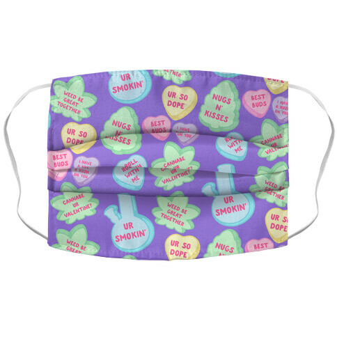 Weed Candy Hearts Pattern Accordion Face Mask