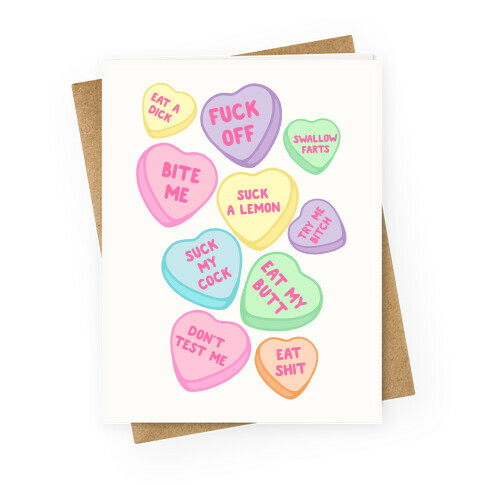 Rude Sassy Candy Hearts Pattern Greeting Card