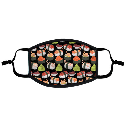 Sushi Cats Pattern Flat Face Mask