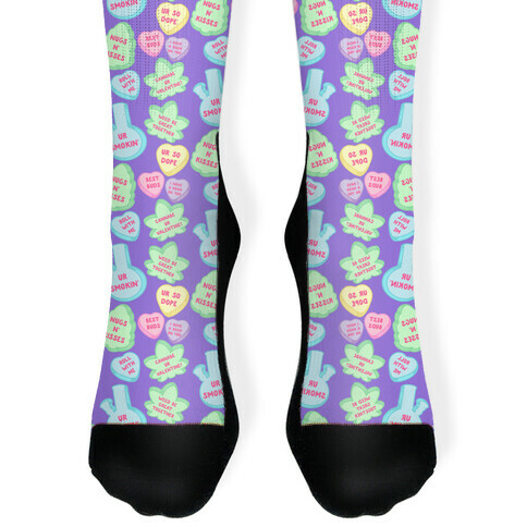 Weed Candy Hearts Pattern Sock