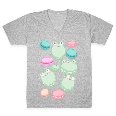 Frog Macarons Pattern V-Neck Tee Shirt