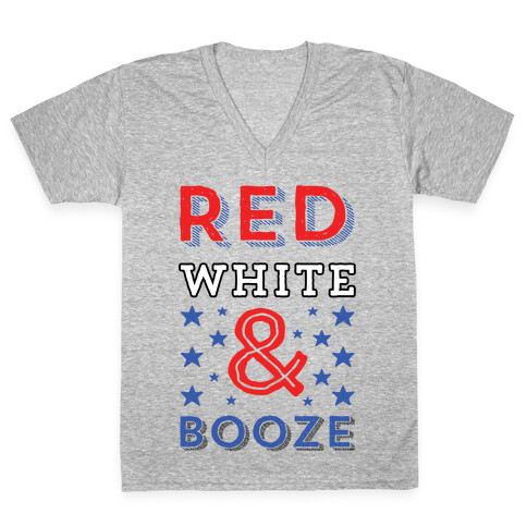 Red White & Booze V-Neck Tee Shirt