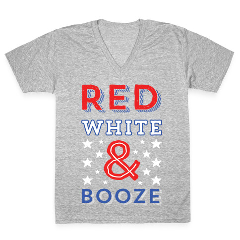 Red White & Booze V-Neck Tee Shirt