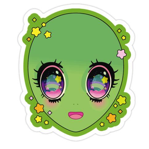 Anime Eyes Alien Die Cut Sticker