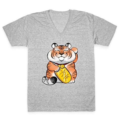 Lucky Tiger V-Neck Tee Shirt