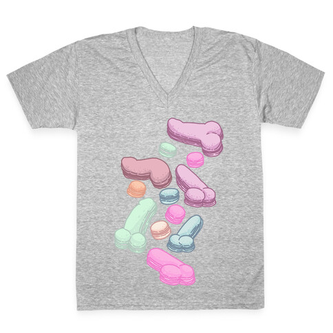 Macaron Peens Pattern V-Neck Tee Shirt