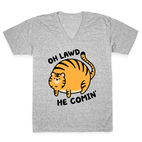 Oh Lawd He Comin' Tiger V-Neck Tee Shirt