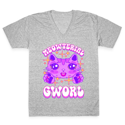 Meowterial Gworl V-Neck Tee Shirt