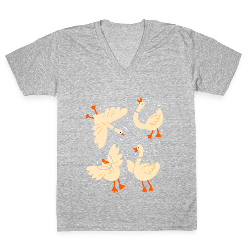 Geese In Space V-Neck Tee Shirt