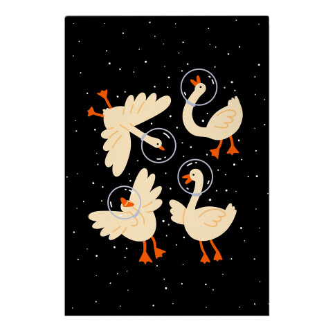 Geese In Space Garden Flag